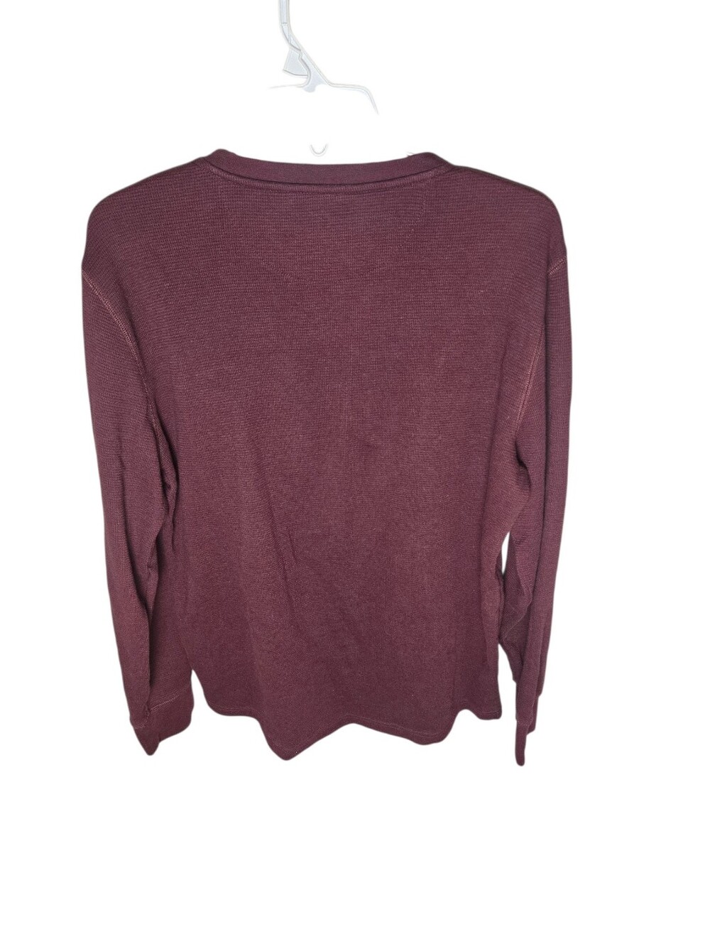 American Eagle Men's Henly Soft Waffle Knit Maroon Lg Cozy Fall Layer - Picture 3 of 8